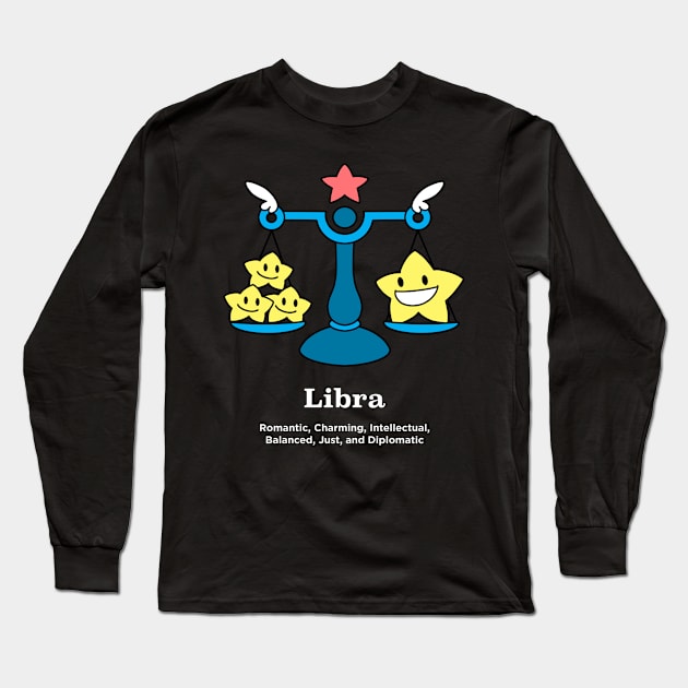 Libra Horoscope Anime Zodiac Sign September October Birthday Long Sleeve T-Shirt by TheBeardComic